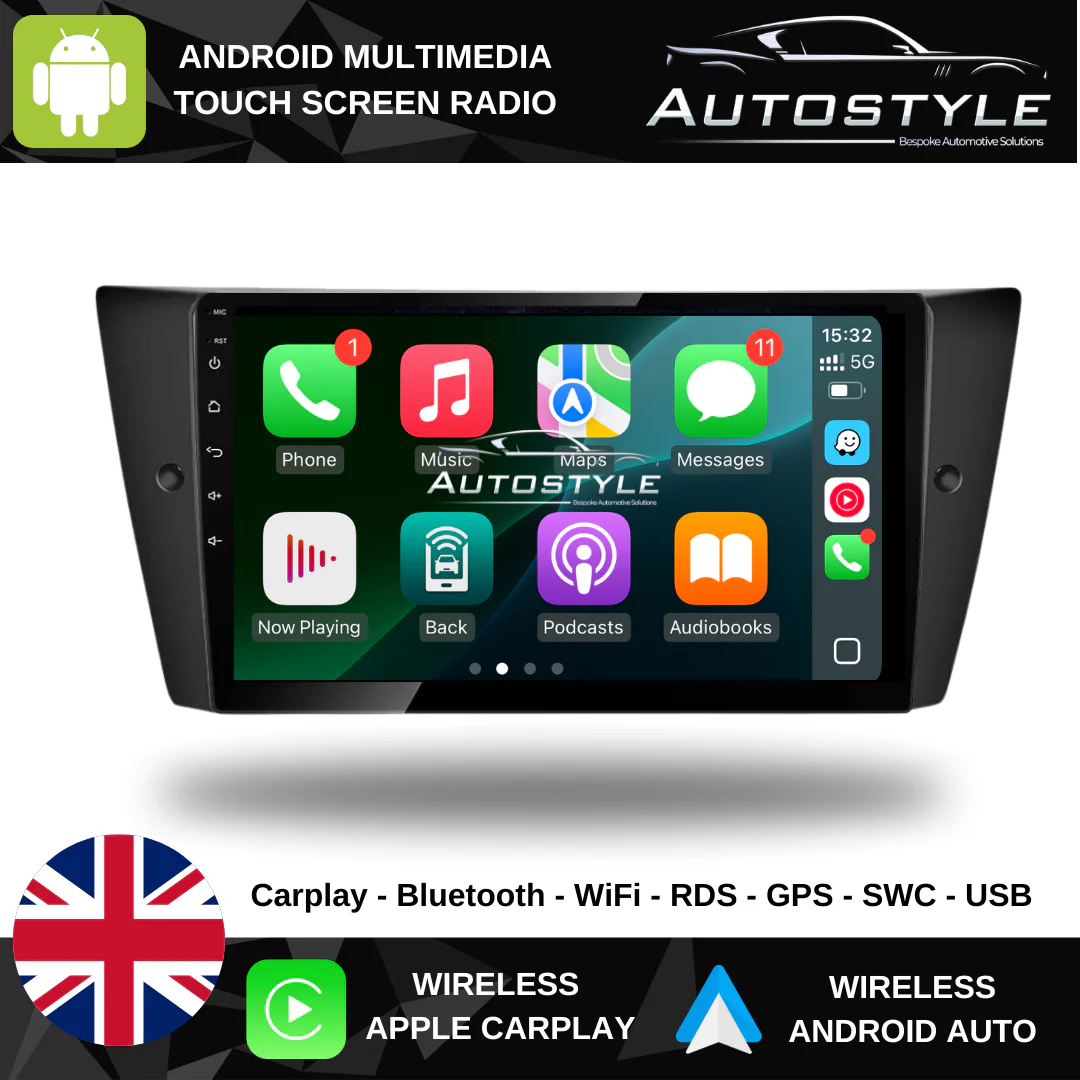 BMW 3 Series E90 E91 E92 E93 Apple Carplay / Android Auto 9" Stereo Upgrade (2005-2012) - Image 2