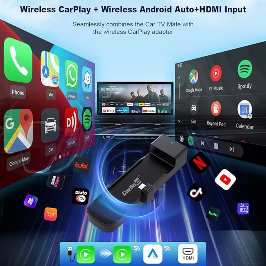Carlinkit Wireless CarPlay & Android Auto Adapter, FireDrive Link Pro with HDMI for Fire TV Stick, Wireless Dongle & Car TV Converter for OEM Wired CarPlay Vehicles, Plug & Play - Image 3