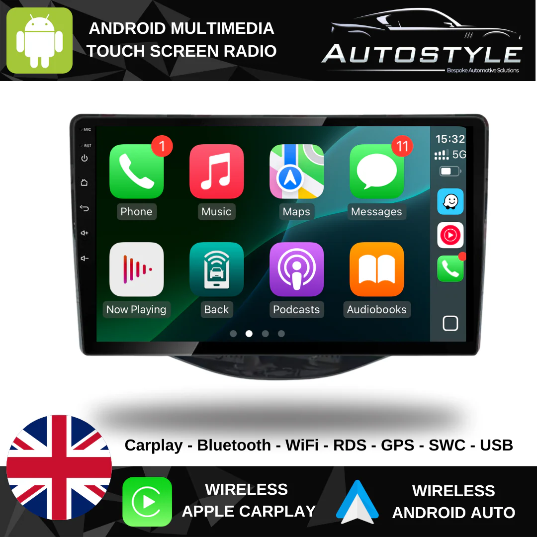 Citroen C1 Peugeot 108 Toyota Aygo Apple Carplay / Android Auto 10" Stereo Upgrade (2014-21) - Image 2