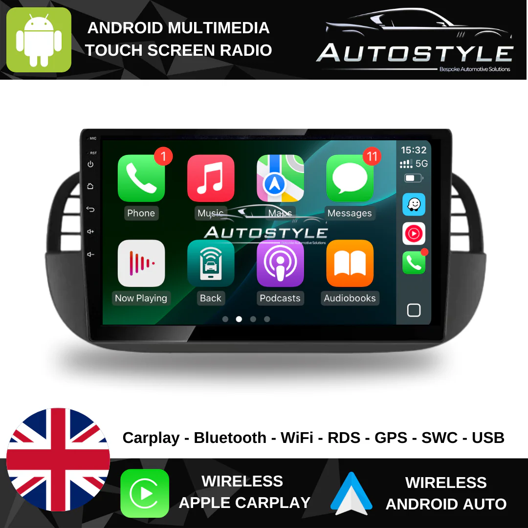 Fiat 500 Apple Carplay / Android Auto 9" Stereo Upgrade 2010-15 - Image 8