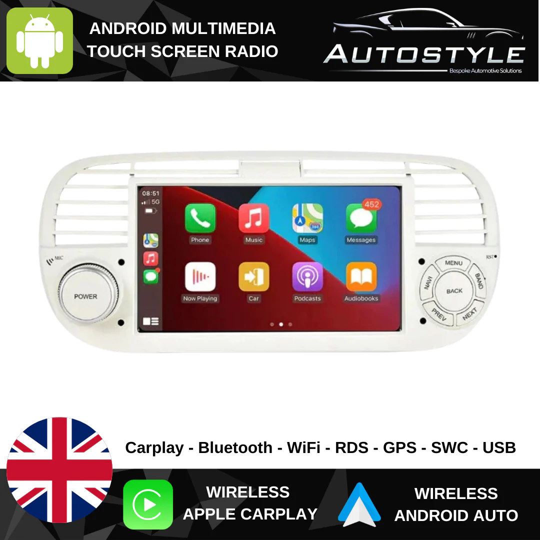 Fiat 500 / Abarth Apple Carplay / Android Auto 7" Stereo Upgrade 2010-15 - Image 2