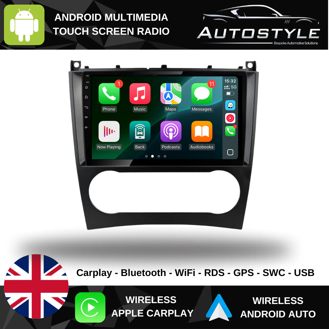 Mercedes-Benz CLK W203 C Class Apple Carplay / Android Auto 9" Stereo Upgrade - Image 2
