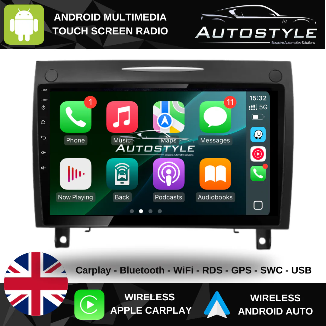 Mercedes-Benz SLK Apple Carplay / Android Auto 9" Stereo Upgrade (2004-2011) - Image 2