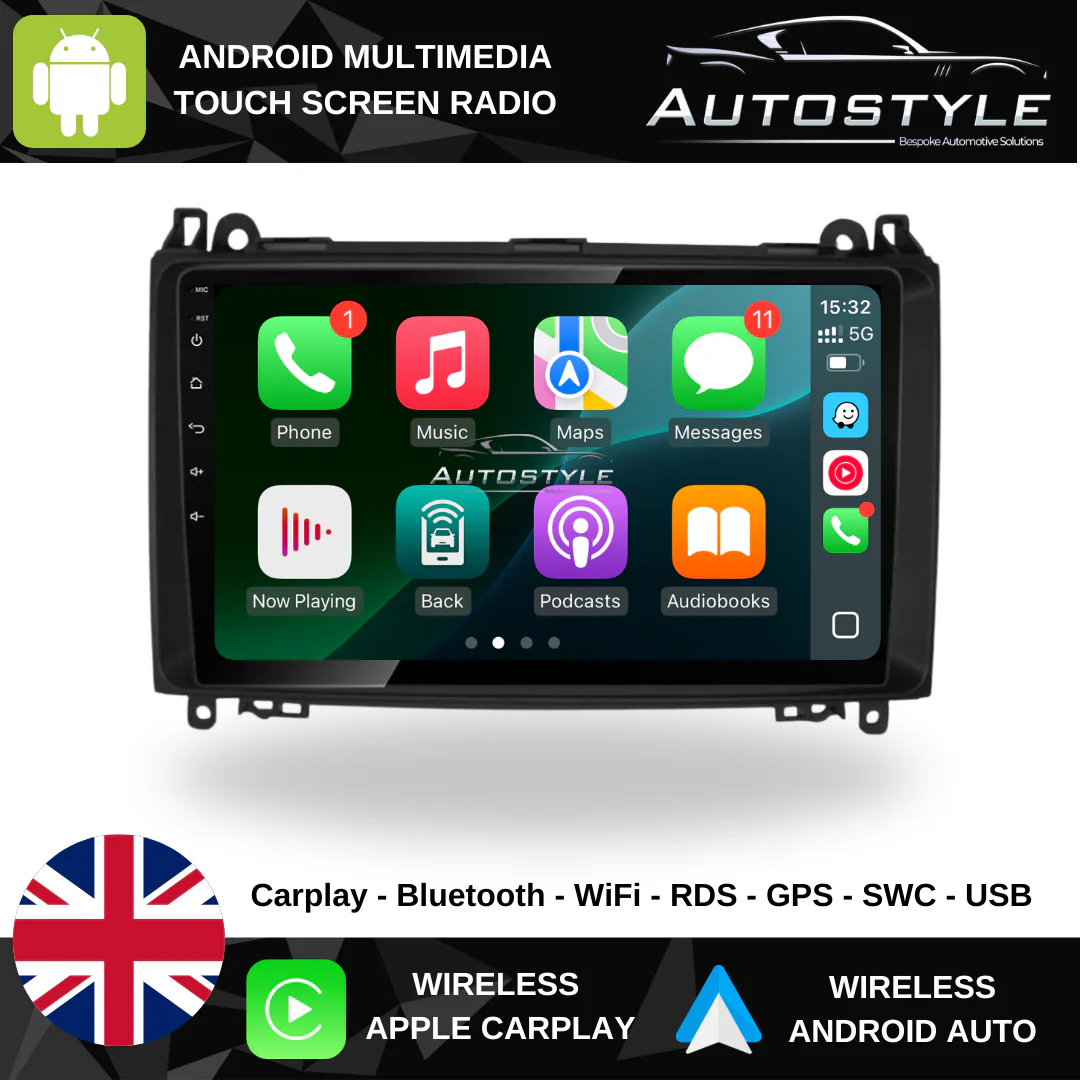 Mercedes-Benz Vito Apple Carplay / Android Auto 9" Stereo Upgrade (2014-23) - Image 2
