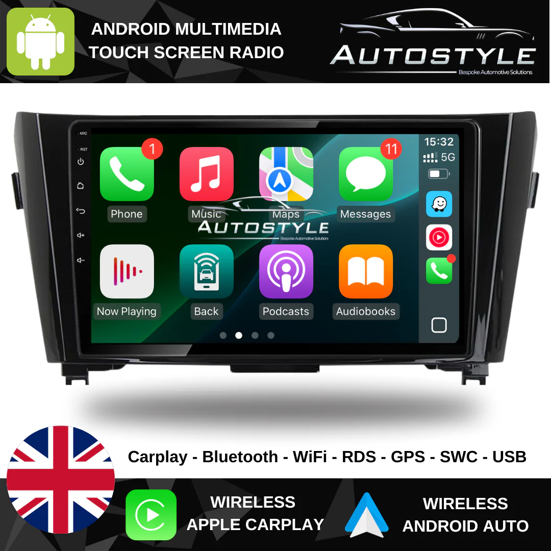 Nissan Qashqai / X-Trail Rogue T32 Apple Carplay / Android Auto 10" Stereo Upgrade (2013-20) - Image 3