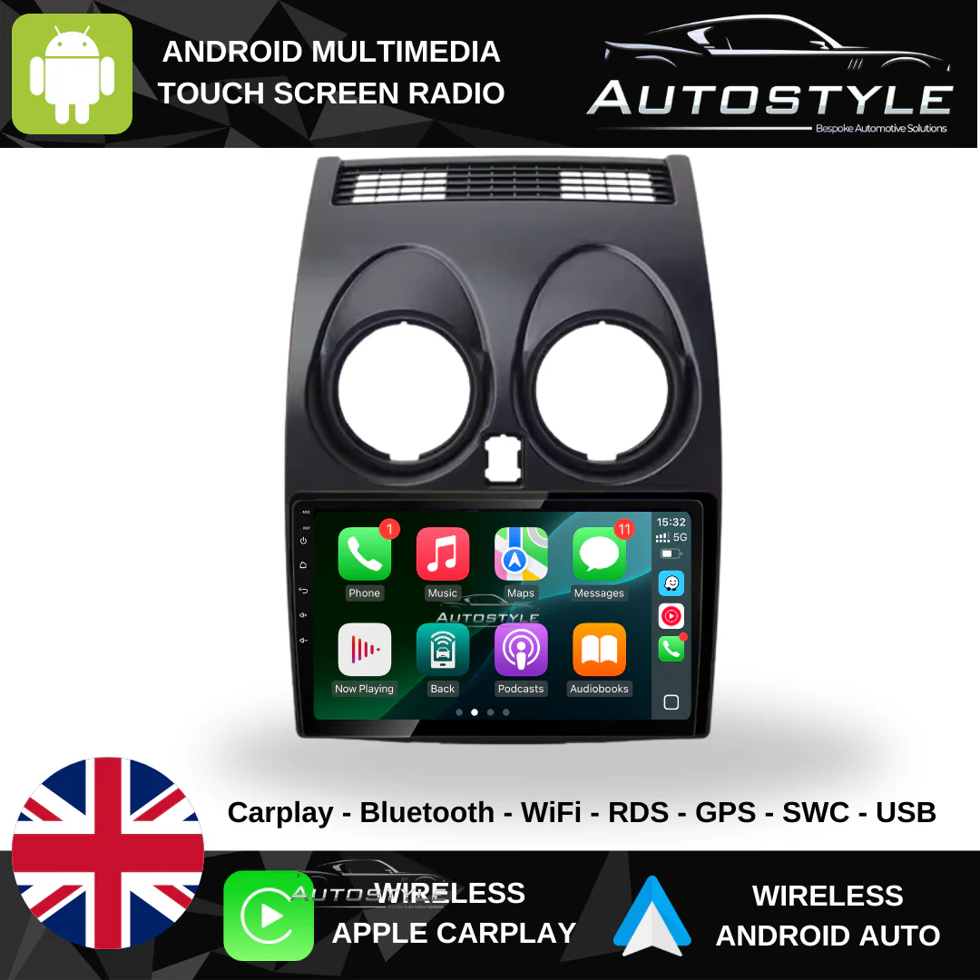 Nissan Qashqai Apple Carplay / Android Auto 9" Stereo Upgrade (2006-13) - Image 2