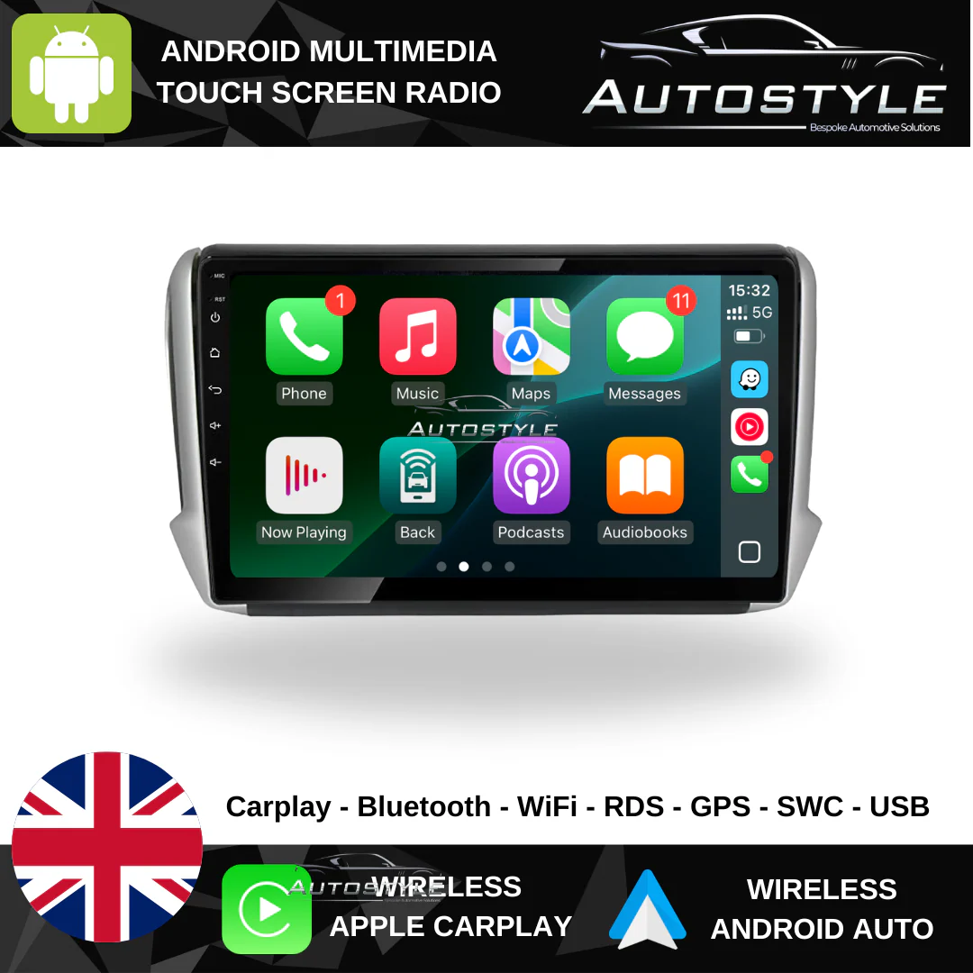 Peugeot 208 / 2008 / A94 / A9 Apple Carplay / Android Auto 10" Stereo Upgrade 2012-20 - Image 2