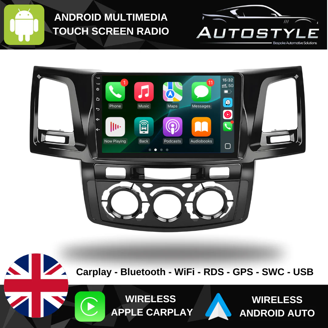 Toyota Hilux SW4 Apple Carplay / Android Auto 9" Stereo Upgrade 2005-16 - Image 2