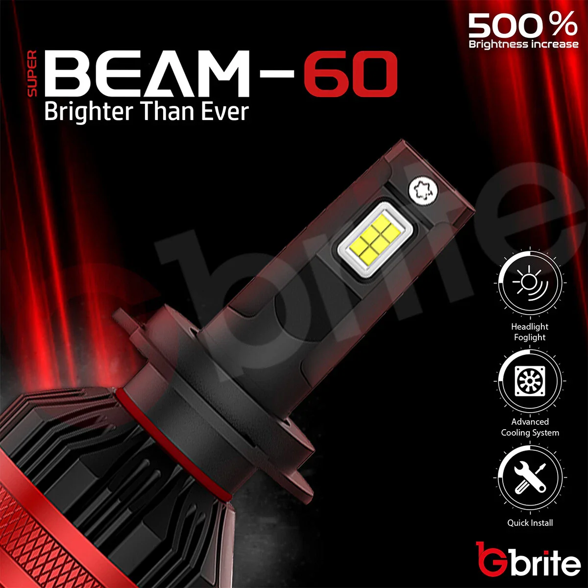 uper Beam 60 Canbus Error Free 120W 12000LM, Led Headlight 6000K Super Bright Bulbs with Advance Cooling Fan - Image 3